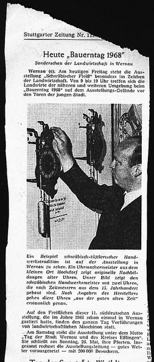 Esslinger Zeitung 1968 Uhrmacher-Bericht